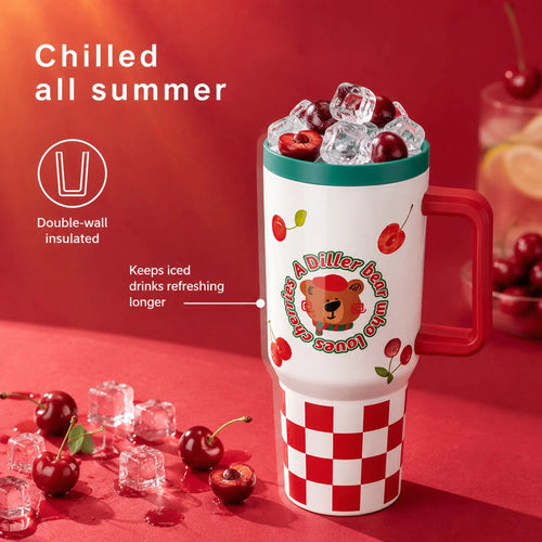 40oz Cherry Bear Insulated Stainless Steel Tumbler