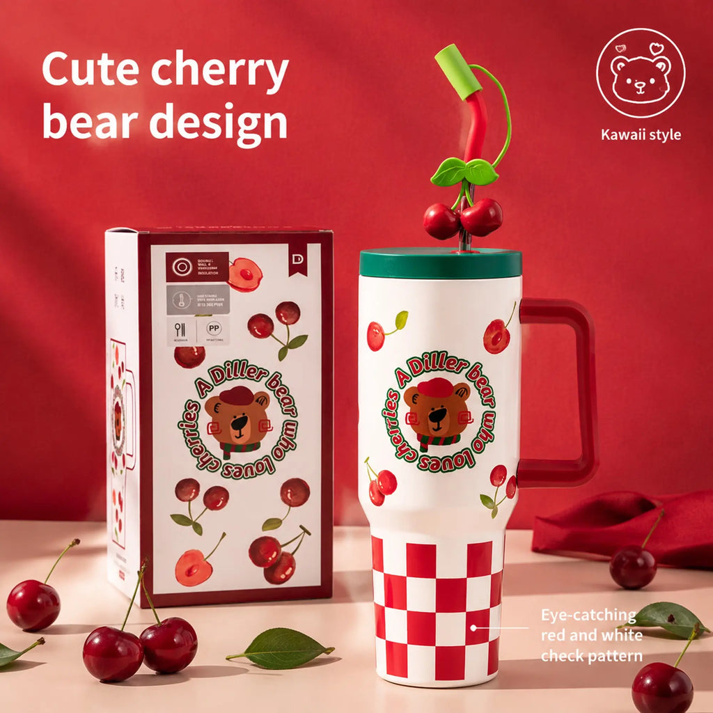40oz Cherry Bear Insulated Stainless Steel Tumbler