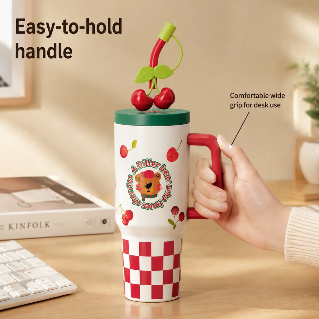40oz Cherry Bear Insulated Stainless Steel Tumbler